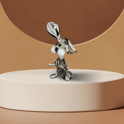 Clear Rabbit Figurine, Mini Glass Murano Quality Lampworking Glass Figurine, Hand Made In Ukraine, A Great Addition To Your Collection