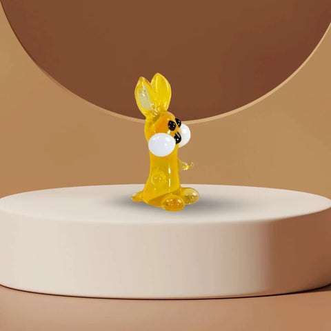 Yellow Rabbit Figurine, Mini Glass Murano Quality Lampworking Glass Figurine, Hand Made In Ukraine, A Great Addition To Your Collection