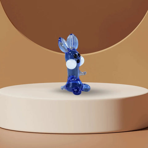 Blue Rabbit Figurine, Mini Glass Murano Quality Lampworking Glass Figurine, Hand Made In Ukraine, A Great Addition To Your Collection