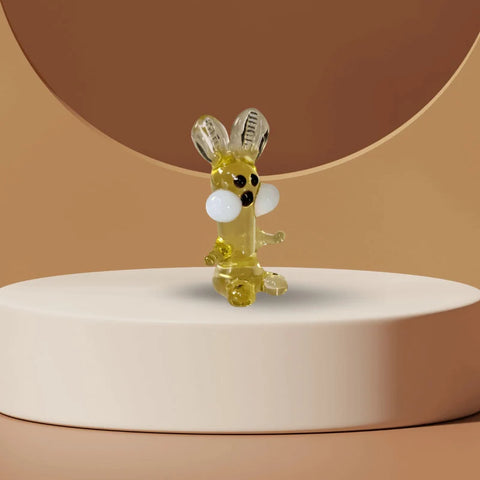 Amber Rabbit Figurine, Mini Glass Murano Quality Lampworking Glass Figurine, Hand Made In Ukraine, A Great Addition To Your Collection