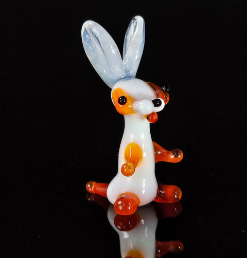 Orange Glass Rabbit Figurine, Handmade Murano Quality Design - Small