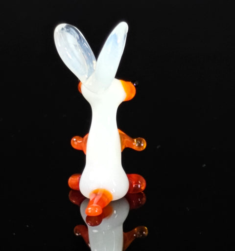 Orange Glass Rabbit Figurine, Handmade Murano Quality Design - Small