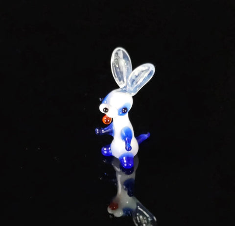 Blue Glass Rabbit Figurine, Handmade Murano Quality Design - Small