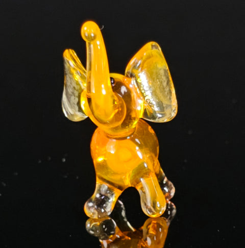 Orange Glass Elephant Figurine, Handmade Murano Quality Design - Small