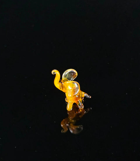 Orange Glass Elephant Figurine, Handmade Murano Quality Design - Small