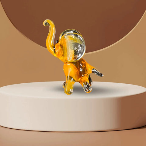 Orange Glass Elephant Figurine, Handmade Murano Quality Design - Small