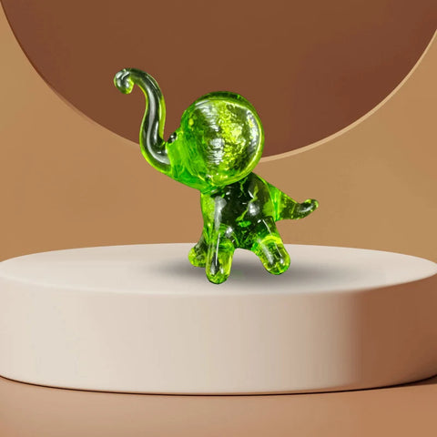 Green Elephant Figurine, Mini Glass Murano Quality Lampworking Glass Figurine, Hand Made In Ukraine, A Great Addition To Your Collection