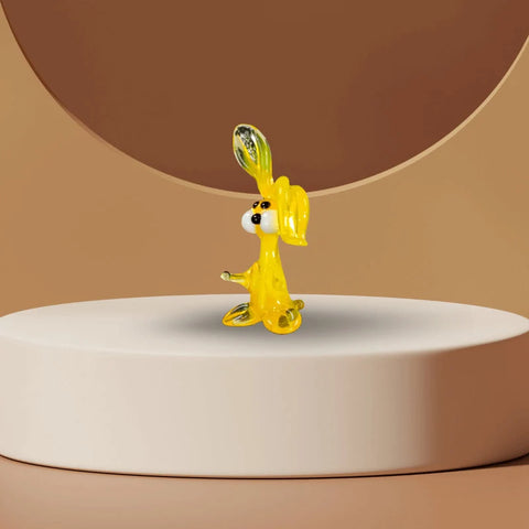 Yellow Rabbit Figurine, Mini Glass Murano Quality Lampworking Glass Figurine, Hand Made In Ukraine, A Great Addition To Your Collection