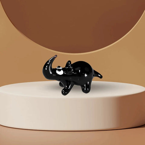 Black Rhino Figurine, Mini Glass Murano Quality Lampworking Glass Figurine, Hand Made In Ukraine, A Great Addition To Your Collection