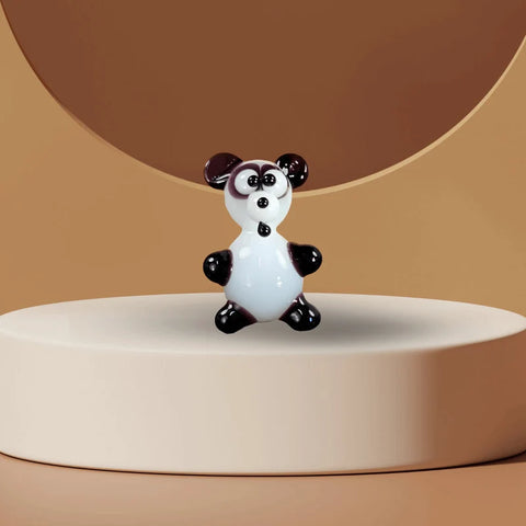 Panda Figurine, Mini Glass Murano Quality Lampworking Glass Figurine, Hand Made In Ukraine, A Great Addition To Your Collection