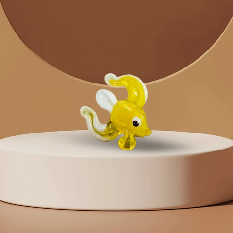 Yellow Fish Figurine, Mini Glass Murano Quality Lampworking Glass Figurine, Hand Made In Ukraine, A Great Addition To Your Collection