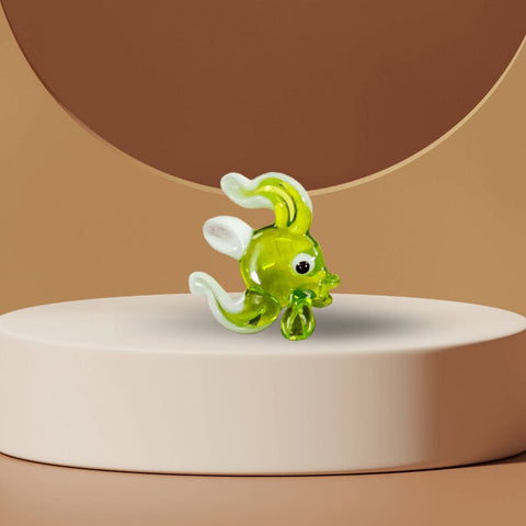 Green Fish Figurine, Mini Glass Murano Quality Lampworking Glass Figurine, Hand Made In Ukraine, A Great Addition To Your Collection