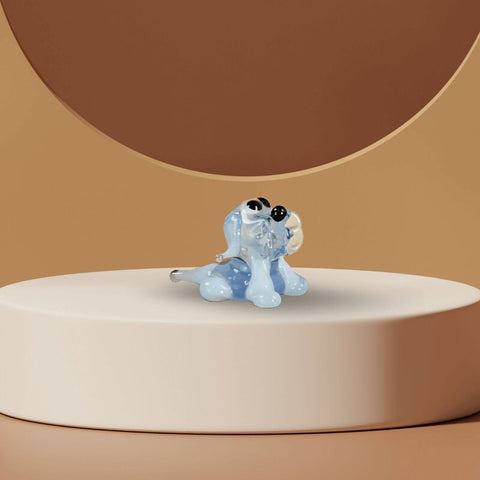 Light Blue Dog Figurine, Mini Glass Murano Quality Lampworking Glass Figurine, Hand Made In Ukraine, A Great Addition To Your Collection