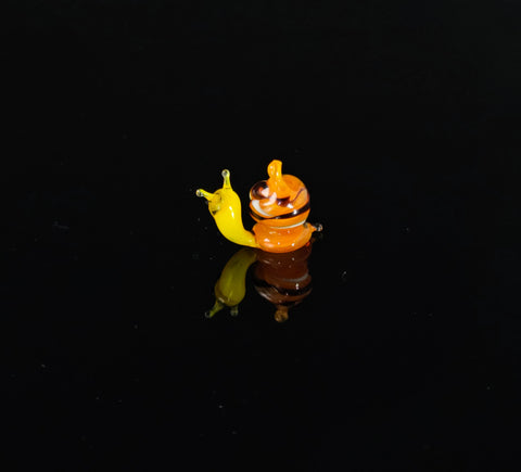 Orange Snail Figurine, Mini Glass Murano Quality Lampworking Glass Figurine, Hand Made In Ukraine, A Great Addition To Your Collection