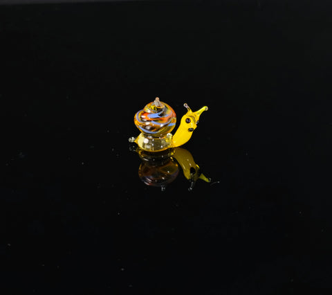 Amber Snail Figurine, Mini Glass Murano Quality Lampworking Glass Figurine, Hand Made In Ukraine, A Great Addition To Your Collection