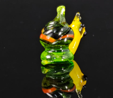 Green Snail Figurine, Mini Glass Murano Quality Lampworking Glass Figurine, Hand Made In Ukraine, A Great Addition To Your Collection