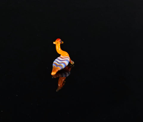 Orange Peacock Figurine, Mini Glass Murano Quality Lampworking Glass Figurine, Hand Made In Ukraine, A Great Addition To Your Collection