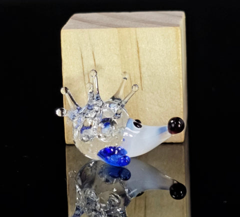 White Porcupine Figurine, Mini Glass Murano Quality Lampworking Glass Figurine, Hand Made In Ukraine, A Great Addition To Your Collection