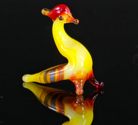 Yellow Glass Peacock Figurine, Handmade Murano Quality Design - Small