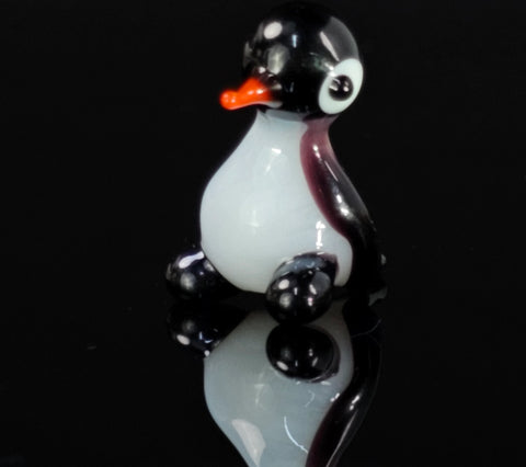Penguin Figurine, Mini Glass Murano Quality Lampworking Glass Figurine, Hand Made In Ukraine, A Great Addition To Your Collection