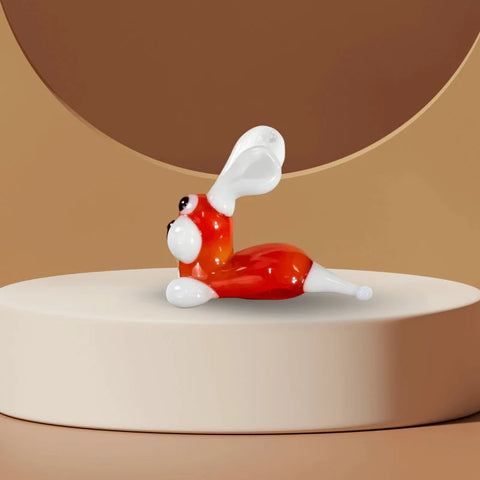 Red Bunny Rabbit Figurine, Mini Glass Murano Quality Lampworking Glass Figurine, Hand Made In Ukraine, A Great Addition To Your Collection