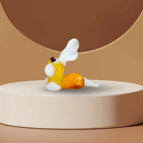 Orange Bunny Rabbit Figurine, Mini Glass Murano Quality Lampworking Glass Figurine, Hand Made In Ukraine, A Great Addition To Your Collection