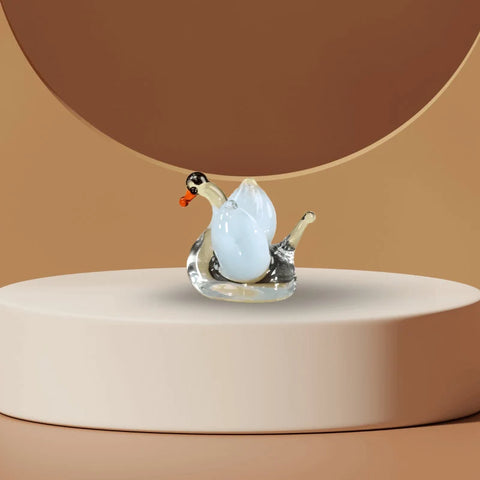 Clear Swan Figurine, Mini Glass Murano Quality Lampworking Glass Figurine, Hand Made In Ukraine, A Great Addition To Your Collection
