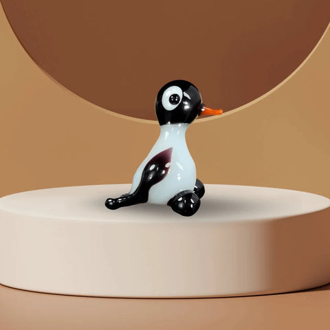 Penguin Figurine, Mini Glass Murano Quality Lampworking Glass Figurine, Hand Made In Ukraine, A Great Addition To Your Collection