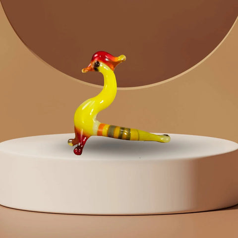 Yellow Peacock Figurine, Mini Glass Murano Quality Lampworking Glass Figurine, Hand Made In Ukraine, A Great Addition To Your Collection