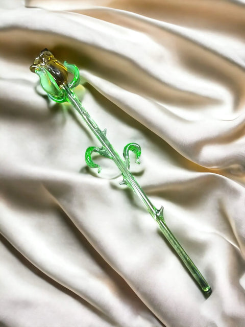 Amber Glass Rose - Handcrafted Medium Stem Flower