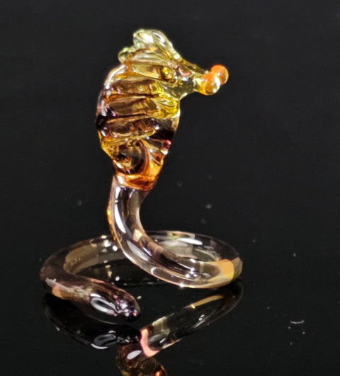 Amber Cobra Figurine, Mini Glass Murano Quality Lampworking Glass Figurine, Hand Made In Ukraine, A Great Addition To Your Collection