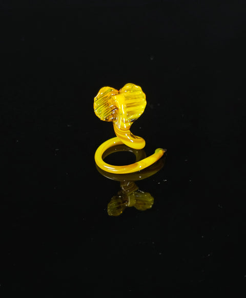 Yellow Cobra Figurine, Mini Glass Murano Quality Lampworking Glass Figurine, Hand Made In Ukraine, A Great Addition To Your Collection