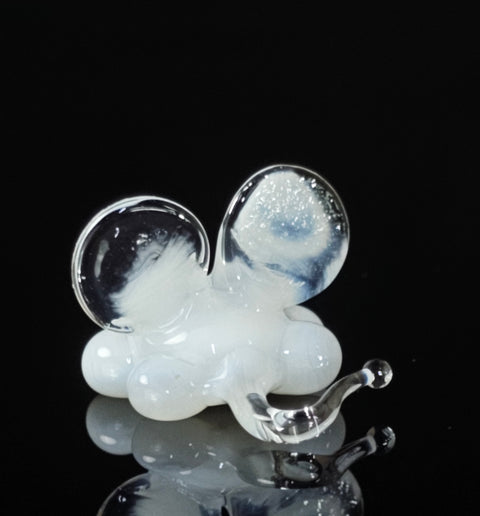 White Mouse Figurine, Mini Glass Murano Quality Lampworking Glass Figurine, Hand Made In Ukraine, A Great Addition To Your Collection