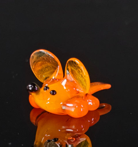 Orange Mouse Figurine, Mini Glass Murano Quality Lampworking Glass Figurine, Hand Made In Ukraine, A Great Addition To Your Collection