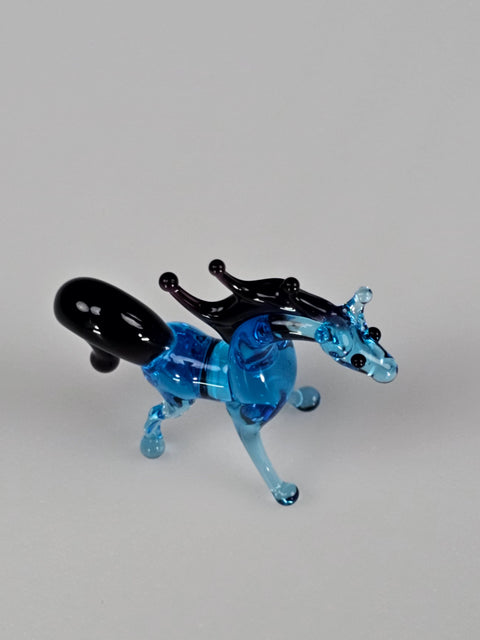 Blue Horse Figurine, Mini Glass Murano Quality Lampworking Glass Figurine, Hand Made In Ukraine, A Great Addition To Your Collection