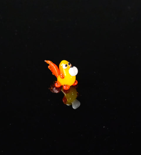 Yellow Dog Figurine, Mini Glass Murano Quality Lampworking Glass Figurine, Hand Made In Ukraine, A Great Addition To Your Collection