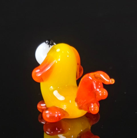 Yellow Dog Figurine, Mini Glass Murano Quality Lampworking Glass Figurine, Hand Made In Ukraine, A Great Addition To Your Collection