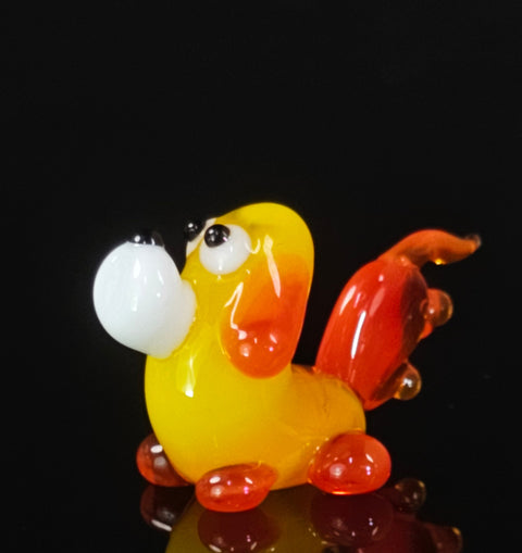 Yellow Dog Figurine, Mini Glass Murano Quality Lampworking Glass Figurine, Hand Made In Ukraine, A Great Addition To Your Collection