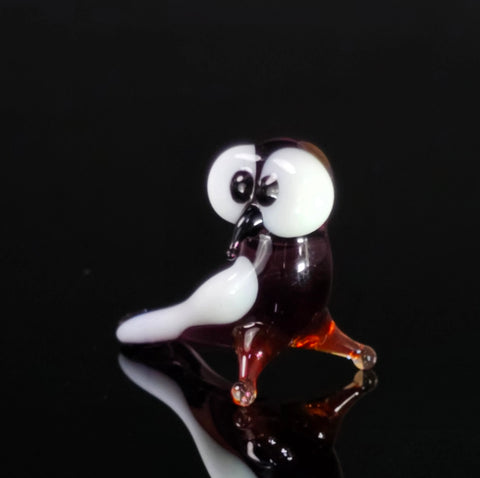 Purple Owl Figurine, Mini Glass Murano Quality Lampworking Glass Figurine, Hand Made In Ukraine, A Great Addition To Your Collection
