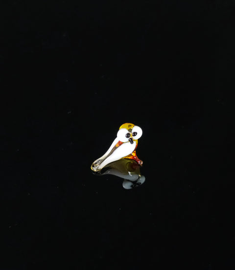 Amber Owl Figurine, Mini Glass Murano Quality Lampworking Glass Figurine, Hand Made In Ukraine, A Great Addition To Your Collection
