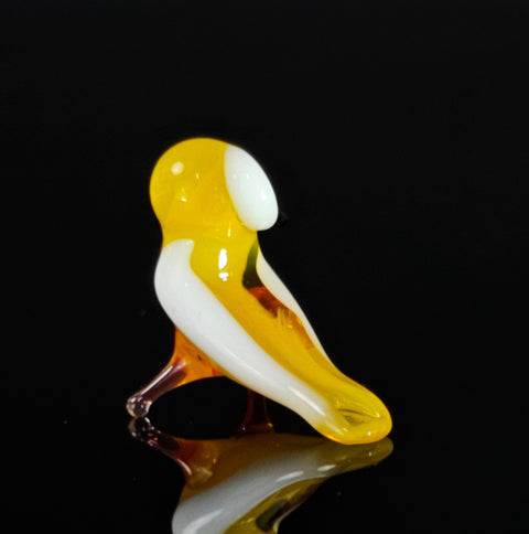Yellow Owl Figurine, Mini Glass Murano Quality Lampworking Glass Figurine, Hand Made In Ukraine, A Great Addition To Your Collection