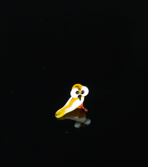 Yellow Owl Figurine, Mini Glass Murano Quality Lampworking Glass Figurine, Hand Made In Ukraine, A Great Addition To Your Collection