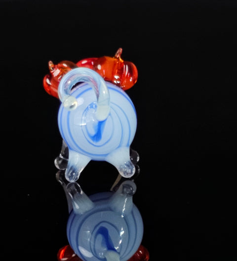 Blue Pig Figurine, Mini Glass Murano Quality Lampworking Glass Figurine, Hand Made In Ukraine, A Great Addition To Your Collection