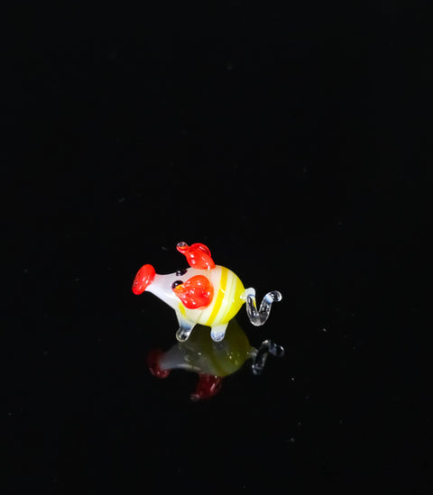 Yellow Pig Figurine, Mini Glass Murano Quality Lampworking Glass Figurine, Hand Made In Ukraine, A Great Addition To Your Collection