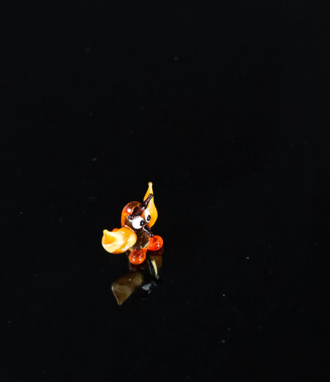 Amber/Ivory Owl Figurine, Mini Glass Murano Quality Lampworking Glass Figurine, Hand Made In Ukraine, A Great Addition To Your Collection