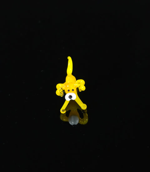 Yellow Dog Figurine, Mini Glass Murano Quality Lampworking Glass Figurine, Hand Made In Ukraine, A Great Addition To Your Collection