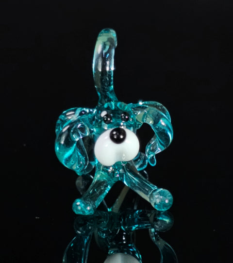 Light Blue Dog Figurine, Mini Glass Murano Quality Lampworking Glass Figurine, Hand Made In Ukraine, A Great Addition To Your Collection