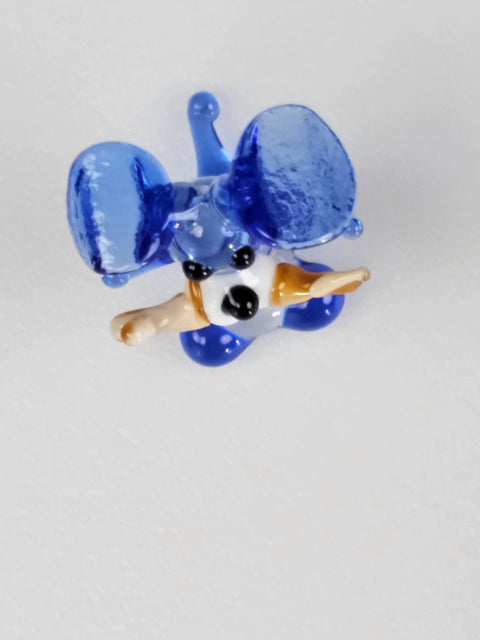 Blue Dog W Bone Figurine, Mini Glass Murano Quality Lampworking Glass Figurine, Hand Made In Ukraine, A Great Addition To Your Collection