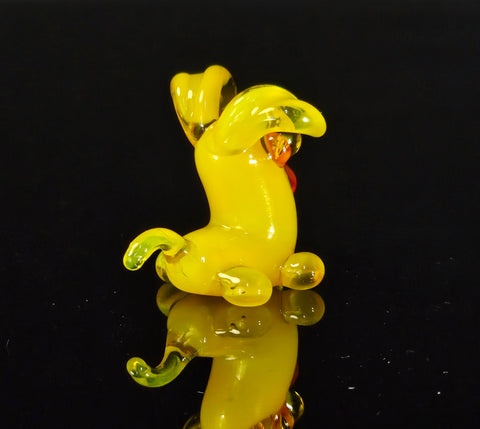 Yellow Puppy Figurine, Mini Glass Murano Quality Lampworking Glass Figurine, Hand Made In Ukraine, A Great Addition To Your Collection
