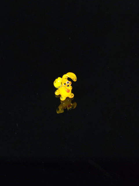 Yellow Puppy Figurine, Mini Glass Murano Quality Lampworking Glass Figurine, Hand Made In Ukraine, A Great Addition To Your Collection